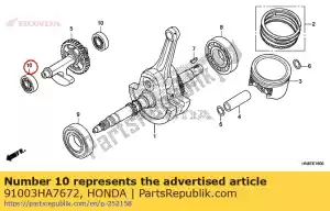 Honda 91003HA7672 bearing, radial ball, 620 - Bottom side