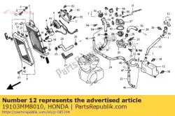 tank, reserve van Honda, met onderdeel nummer 19103MM8010, bestel je hier online: