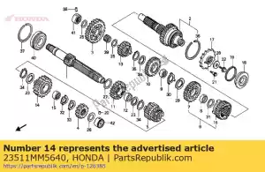 Honda 23511MM5640 eje principal del engranaje - Lado inferior