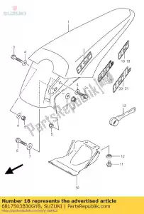 Suzuki 6817503B30GY8 embleem, achter fen - Onderkant