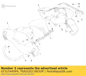 Piaggio Group 67315440P4 handlebar rear cover - Bottom side