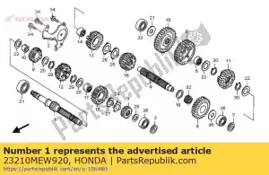 honda 23210MEW920 mainshaft comp. (14t) - Onderkant