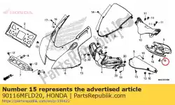 Aqui você pode pedir o parafuso, especial, 6x16 em Honda , com o número da peça 90116MFLD20: