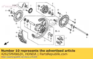 Honda 42625MAN620 kraag b, rr. as afstand - Onderkant