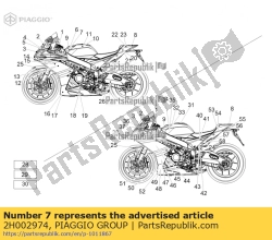 Aprilia 2H002974, Aufkleber auf der linken abdeckung, OEM: Aprilia 2H002974