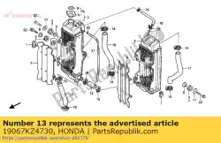 Ici, vous pouvez commander le tuyau d, eau auprès de Honda , avec le numéro de pièce 19067KZ4730: