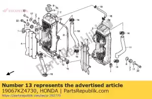 Honda 19067KZ4730 tuyau d, eau - La partie au fond