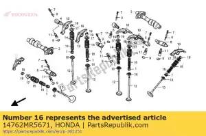 Honda 14762MR5671 resorte, válvula interior - Lado inferior