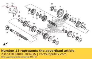 Honda 23461MEG000 gear, countershaft third - Bottom side