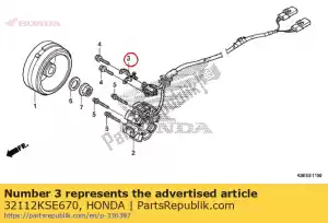 Honda 32112KSE670 abrazadera, cuerda - Lado inferior