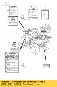 suzuki 6833203GF0 label,tire info - Bottom side