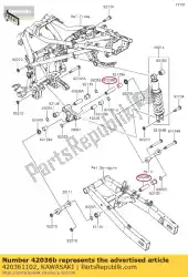 mouw, 12,1x20x74 zx750-e1 van Kawasaki, met onderdeel nummer 420361102, bestel je hier online: