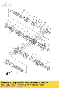 yamaha 9383E1323300 roda dentada, acionamento (13t) - Lado inferior