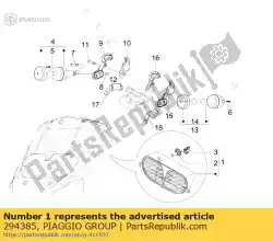 Tutaj możesz zamówić reflektor od Piaggio Group , z numerem części 294385: