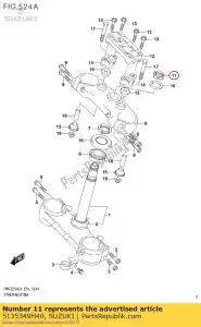 suzuki 5135349H40 tuerca, steer.stem - Lado inferior