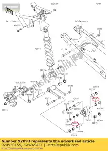 Kawasaki 920930155 zegel, dus 16 22 2.5 - Onderkant