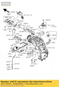 kawasaki 140730097 duto, funil zx1400a6f - Lado inferior