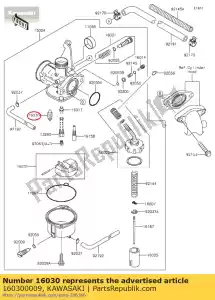 Kawasaki 160300009 soupape-flotteur, flotteur - La partie au fond