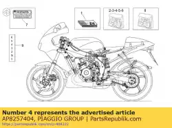 Aqui você pode pedir o conjunto de decalque da carenagem frontal em Piaggio Group , com o número da peça AP8257404: