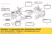 81219GN2920ZC, Honda, geen beschrijving beschikbaar op dit moment honda sa 50 1993, Nieuw