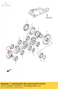 suzuki 2731110G20 engrenagem, comando final - Lado inferior