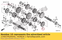 Here you can order the gear, countershaft fourth (28t) from Honda, with part number 23481MGH640: