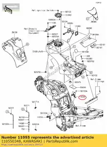 kawasaki 110550348 soporte, tanque de combustible, cnt, rh zg140 - Lado inferior