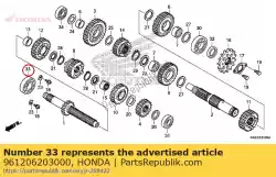 Here you can order the bearing, radial ball, 6203 from Honda, with part number 961206203000: