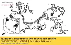 Ici, vous pouvez commander le ensemble de cordon, haut / t auprès de Honda , avec le numéro de pièce 30731KFG000:
