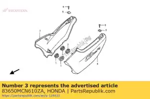 Honda 83650MCN610ZA cover set, r. side (wl) * - Bottom side