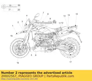 Piaggio Group 2H002567 decalque de triângulo retângulo - Lado inferior