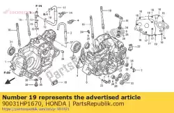 Aqui você pode pedir o parafuso, pino 12x159 em Honda , com o número da peça 90031HP1670: