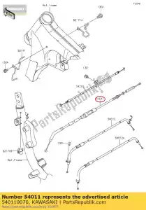 Kawasaki 540110070 cable-clutch - Bottom side