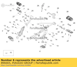 Aprilia 896665, Repose-pied gauche, OEM: Aprilia 896665
