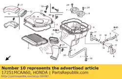 Aquí puede pedir conducto, r. Filtro de aire de Honda , con el número de pieza 17251MCAA60: