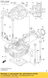 Suzuki 1110008G00 cabeça, cilindro - Lado inferior