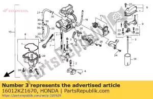 Honda 16012KZ1670 conjunto de agulha de jato - Lado inferior