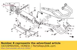 Ici, vous pouvez commander le caoutchouc, montage silencieux auprès de Honda , avec le numéro de pièce 18318MBV000: