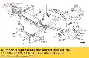 Honda 18318MBV000 caoutchouc, montage silencieux - La partie au fond