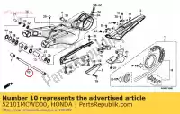 52101MCWD00, Honda, boulon, pivot de bras oscillant honda  vfr 800 2002 2003 2004 2005 2006 2007 2008 2009 2010 2011 2012 2013 2017, Nouveau