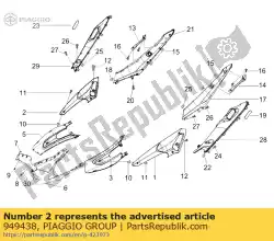 Qui puoi ordinare copertura laterale rh da Piaggio Group , con numero parte 949438: