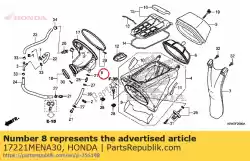 band, luchtfilter verbindingsbuis (171) van Honda, met onderdeel nummer 17221MENA30, bestel je hier online: