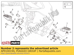 Aprilia AP9100194, Rechts voetensteun, OEM: Aprilia AP9100194