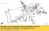 90113438000, Honda, Boulon, l. poignée de direction honda nt deauville v cb  cbr rossi fr sport s f fs hornet f2 twin x cb500 cb500s nt650v cb600f cb600f2 cb300fa cb500fa cb500xa cb650fa cbr300ra cbr500ra cbr650fa cbr650f cmx500a msx125 nc750xa vt1300cxa cb650ra cbf300ra cbr650ra cbr650r z125ma monkey 650 , Nouveau