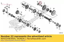 Aqui você pode pedir o arruela, impulso, 15 mm em Honda , com o número da peça 90452HB3000: