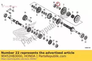 Honda 90452HB3000 arruela, impulso, 15 mm - Lado inferior
