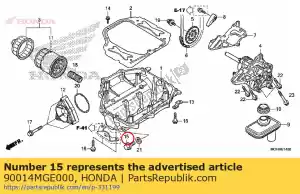 Honda 90014MGE000 parafuso, tampão de drenagem, 14 mm - Lado inferior