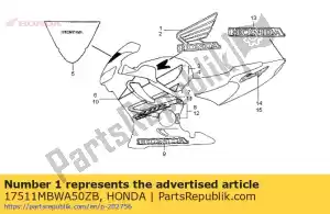 Honda 17511MBWA50ZB marca, r fue * type2 * - Lado inferior