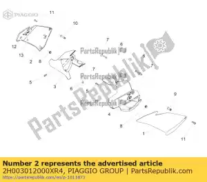 Piaggio Group 2H003012000XR4 rh lat.fairing, red - Bottom side