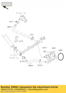 Kawasaki 390620330 resfriamento de mangueira, encaixe-o / c - Lado inferior